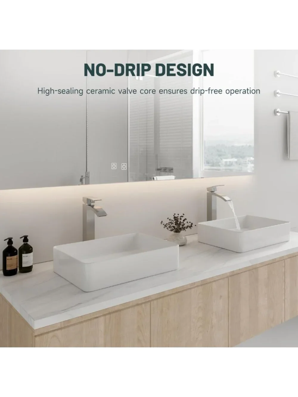 Stylish Brushed Nickel Waterfall Vessel Sink Faucet for Modern Bathrooms